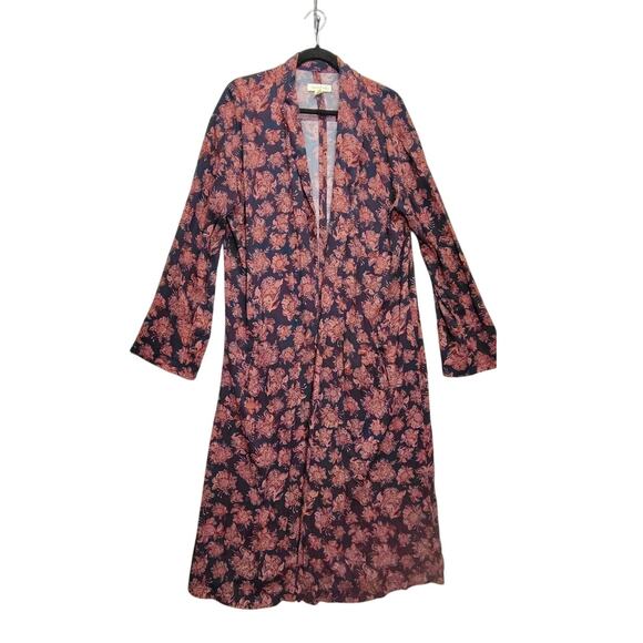 Treasure & Bond Tops - Treasure & Bond Wrap Kimono Womens Size Medium Floral Navy Blue Pink Beach